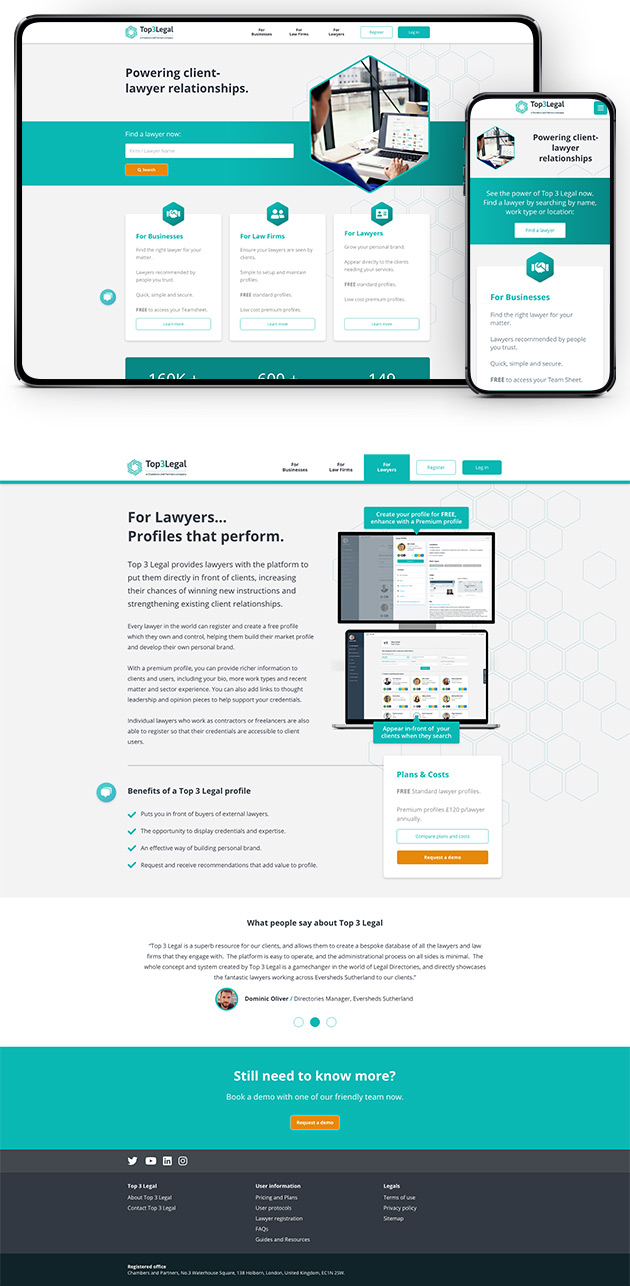 Website redesign for Top 3 Legal by Mode=Create